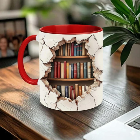 3D Bookshelf Mug - Gift For Book Lovers - Gift For Librarians - Library Bookshelf Cup - Library Mug - Bookish Coffee