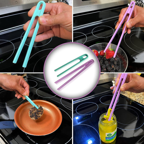 Toaster Tongs Set of Two, Silicone Tongs for Cooking, Toast Tongs, Salad Tongs, Mini Tongs for Kids, Rubber Plastic