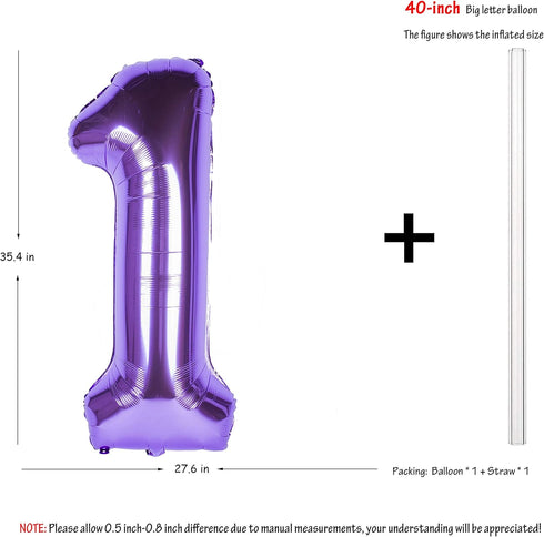 40 Inch Purple Helium Foil Birthday Party Number Balloons (Purple 1)
