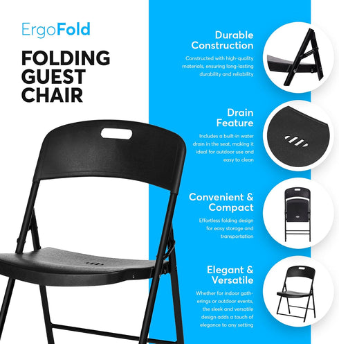 Commercial 350lb 2 Pack) Oline Folding Chair, Indoor Outdoor Plastic Stackable Foldable Guest Chairs for Events Office