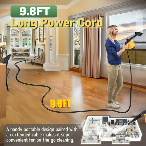 11 Pressurized Handheld Steam Cleaner for Home Deep Cleaning, Multi-Purpose Portable Steamer for Cleaning with PCS