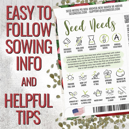 (1 Pack) Seed Needs Tomato Seeds for Planting Indeterminate True Beefsteak Tomatoes - Non-GMO Heirloom & Untreated