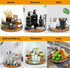 Lazy Susan Turntable Organizer, 9" Carbonized Black Pine Wood for Kitchen Countertop, Cabinet, Pantry, Refrigerator