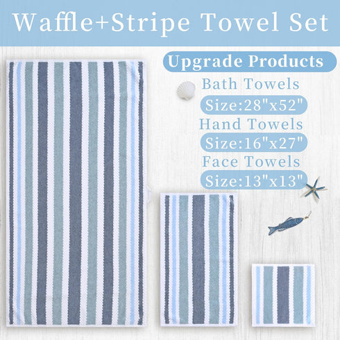 6 Pack 13"x13" Set, Waffle Washcloths for Bathroom, Wash Cloths - Cotton & Polyester | Quick Dry | Thick | Absorb