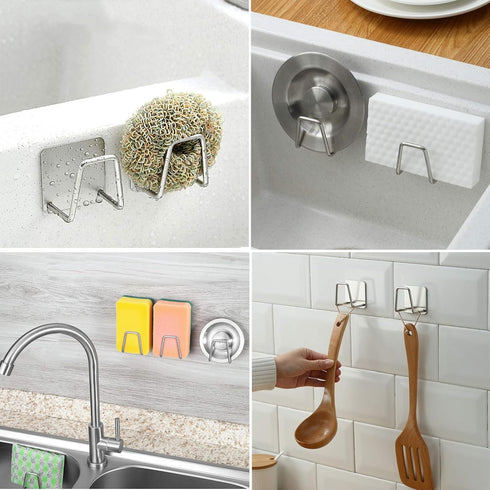 SUS304 (2 Pack) Adhesive Sponge Holder Sink Caddy for Kitchen Accessories - Stainless Steel Rust Proof Waterproof
