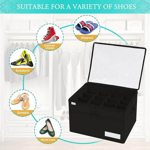 16 Closet, Luvhomee Shoe Storage Organizer, Fits Pairs, Large Shoe Organizer Box for Clear Foldable Shoes Containers