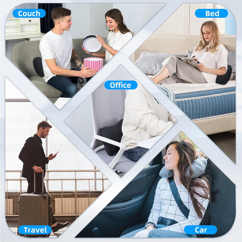 Lumbar Pillow, Memory Foam Lumbar Support Pillow for Office Chair and Car Seat, Back Support Pillow for Lower Back Pain