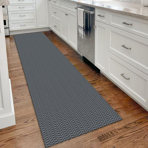 KOZYFLY Washable Runner Rug, 2x8 Ft for Hallways, Kitchen Runner with Rubber Backing, Grey Braided Cotton