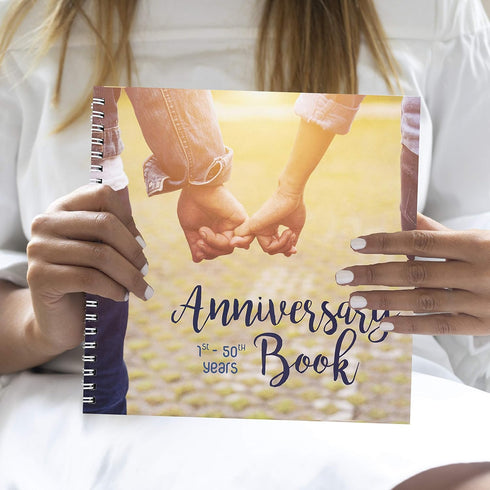 Wedding Memory Book, Hardcover Journal to Document Anniversaries from 1st to 50th Year, Gifts for Bride and Groom