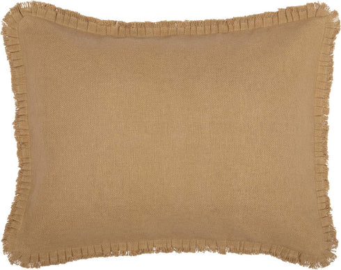 VHC Brands Burlap Pillow Sham Cover with Fringed Ruffle, Cotton Farmhouse Decor, Button