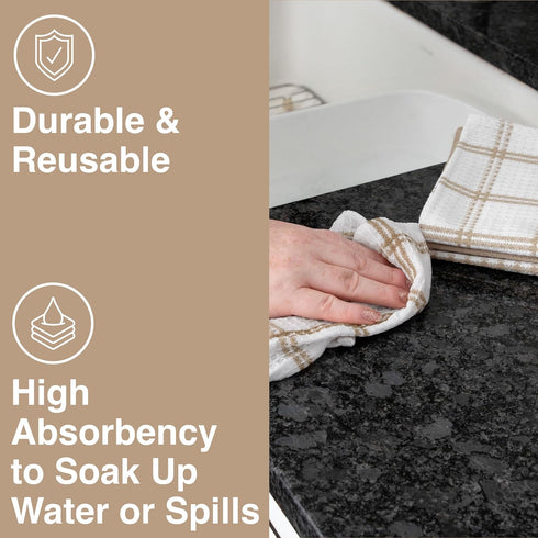 T-Fal Premium Waffle Dish Cloths, Highly Absorbent 100% Cotton, 12"x13" Cleaning Towel, 12-Pack