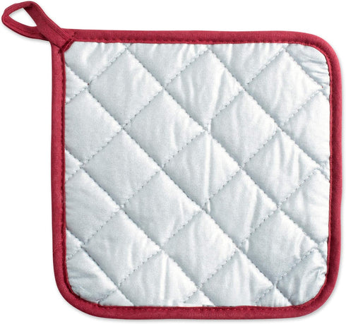 DII Basic Terry Collection Quilted Potholder - 100% Cotton, Barn Red, 3 Piece
