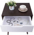 SUPER DEAL Mid-Century End Table Modern Side Table with Drawer Small Table with Wooden Legs, Sliding Drawer and Smiley