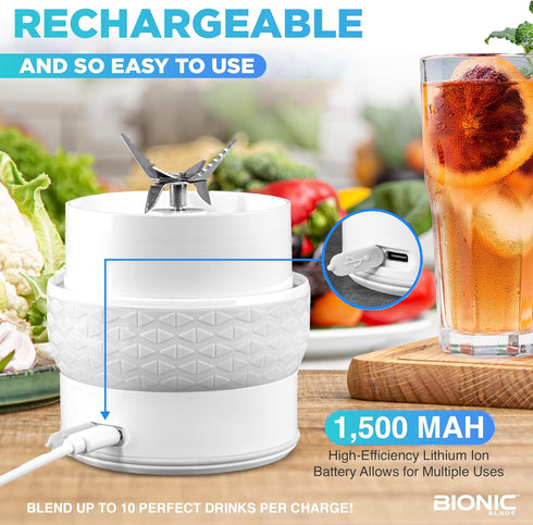Bionic Blade Personal Blender 26.5 oz, Cordless, Air Tight, Rechargeable 18,000 RPM Portable Blender for Shakes