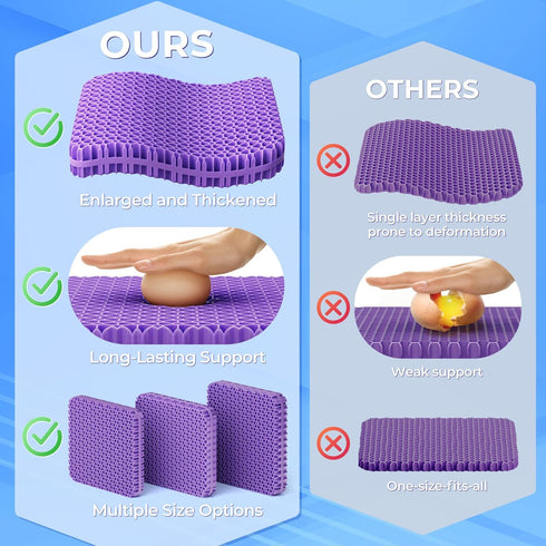 TushGuard Gel Seat Cushion for Long Sitting, Enlarged & Thickened Office Chair Cushion, Breathable Cooling for