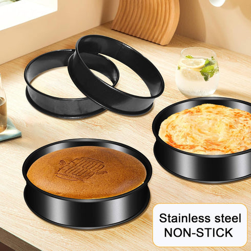 6 Pack Crumpet Rings, Nonstick English Muffin Rings, 4"-Round Stainless Steel Tart Molds for Cooking Baking