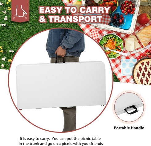 PayLessHere 34" Folding Tables Plastic Folding Card Table Half Portable Foldable Table for for Parties Wedding BBQ