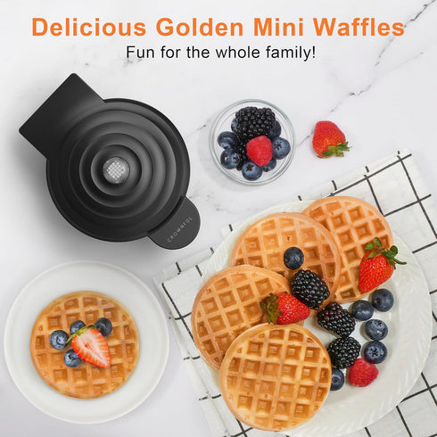 CROWNFUL Mini Waffle Maker, 4" Chaffle Maker with Non-Stick Surface, Easy to Clean, Recipe Guide Included