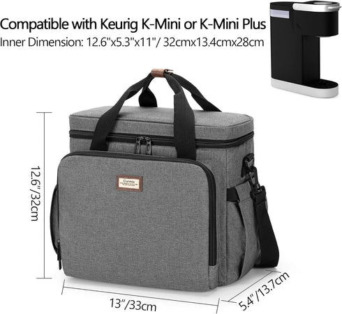 CURMIO Coffee Maker Travel Bag for Keurig K-Mini, Carrying Case with Multiple Pockets for K-Cup Pods