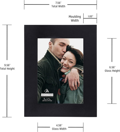Malden International Designs 5x7 Picture Frame, Black, 1 Count (Pack of 1)