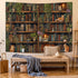 40X30 Inch GOAOK Magic Library Tapestry, Green Nature Plant Bookshelf Tapestries for Classroom, Vintage Retro Witchy
