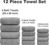 Set Pack 12 4 4 4 Belista Towel of Family Towels, Bath Towel, Hand Towels, Washcloths - MicrofiberTowels Quick Dry