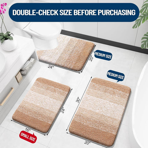 OLANLY Extra Soft Bathroom Rug Mat 30x20, Absorbent Microfiber Non-Slip Plush Shaggy Bath Carpet, Beige