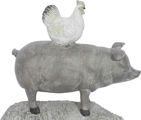 Deco 79 Polystone Farm Animals Decorative Sculpture, Stacked Home Decor Statue, 9" x 4" x 12", Gray