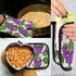 Purple Grape Vine Potholders and Oven Mitts, Non-Slip Heat Resistant Sets for Kitchens and Baking