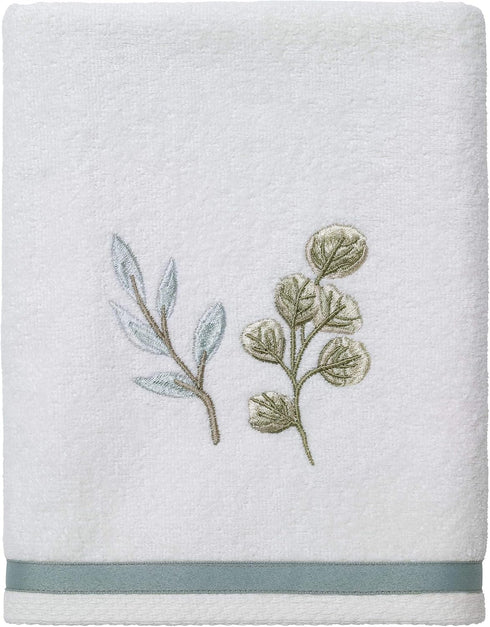 Avanti Linens Hand Towel, Soft & Absorbent Cotton Towel (Ombre Leaves Collection), 28.00" x 16.00", White