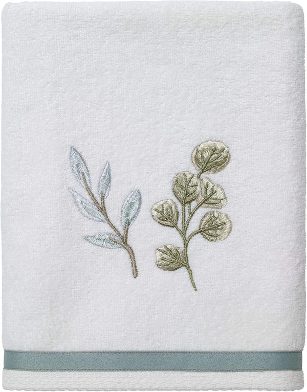 Avanti Linens Hand Towel, Soft & Absorbent Cotton Towel (Ombre Leaves Collection), 28.00" x 16.00", White