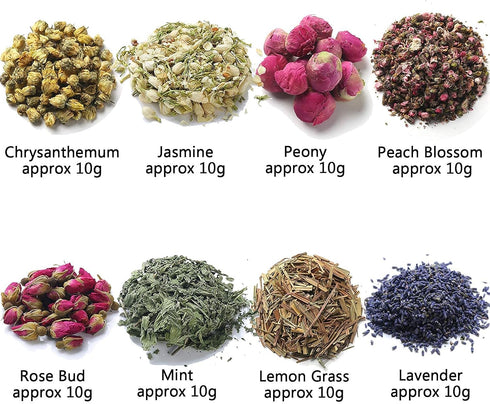 8 Set Dried Flowers and Herbs Accessories Decorations Bags Dry Flowers Essential Supplies Rose Buds Lavender Chamomile