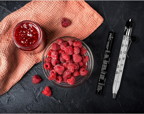 HIC Kitchen Deep Fry Candy Jelly Thermometer - Easy-Read Glass Tube with Protective Sheath