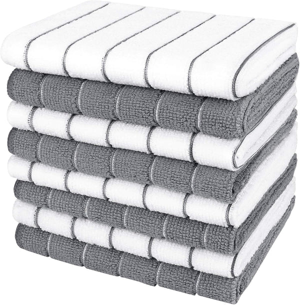 AIDEA Kitchen Towels, Absorbent Soft Dish Cloths for Home, Multi-Purpose Cleaning and Drying, 8PK, 12”x12”