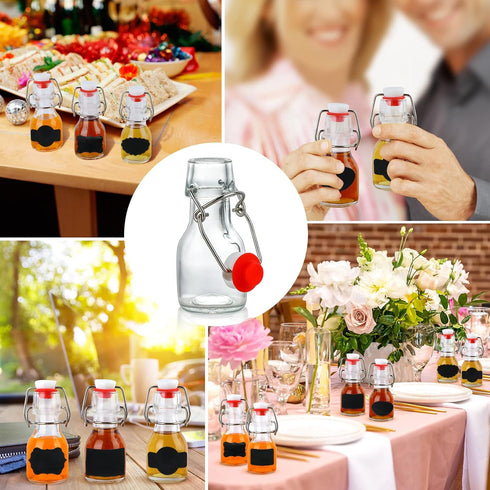 INFTYLE Swing Top Glass Bottles Set of 30, 2oz Mini Bottles with Lids for Homemade Drinks and Crafts
