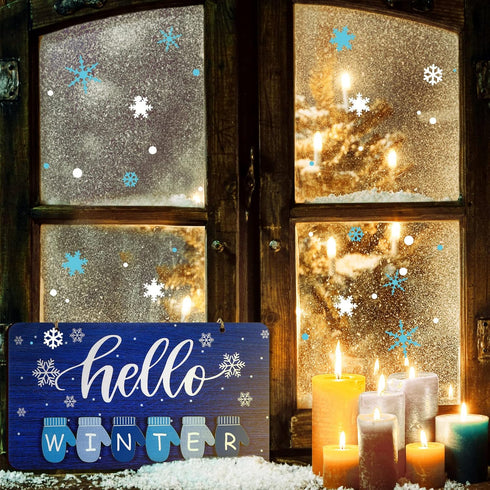 Blulu Hello Winter Door Sign Decoration, Welcome Winter Wall Decor Glove Hanging Sign for Porch Farmhouse Outdoor Home