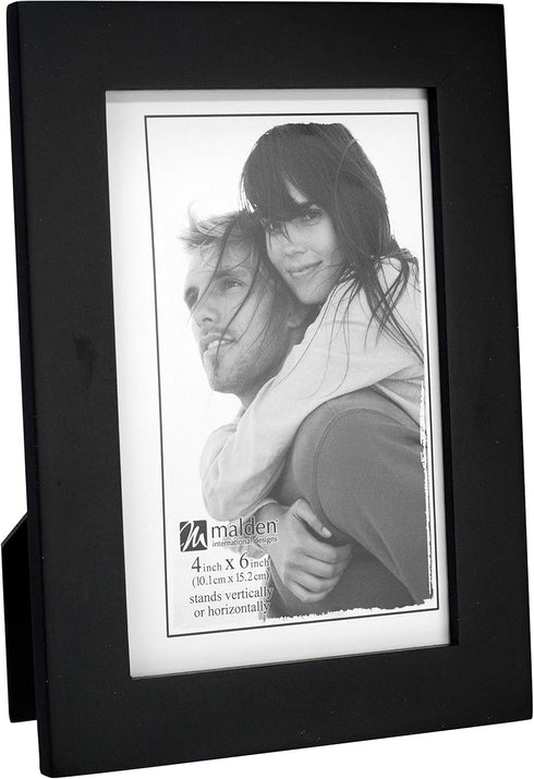 Malden 4x6 Picture Frame - Black, Wide Real Wood Molding, Real Glass