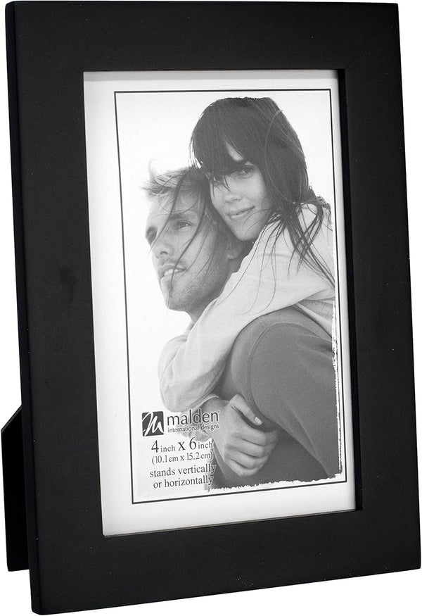 Malden 4x6 Picture Frame - Black, Wide Real Wood Molding, Real Glass