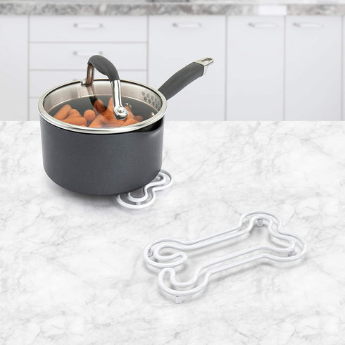 Spectrum Diversified Dog Bone Trivet - Steel Cooling Rack for Kitchen Tables, Funny Potholder for Animal Lovers