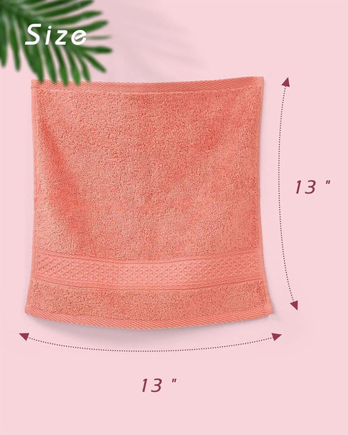 Cleanbear Face-Cloth Washcloths Set, 100% Cotton, High Absorbent, 6-Pack in 6 Colors, Size 13 x 13