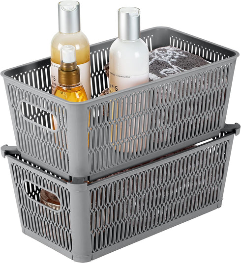 Simplify 4Pk Small Slide 2 Stack It Tote Basket, Open Bins for Storage & Organization in Bathroom, Crafts, Office