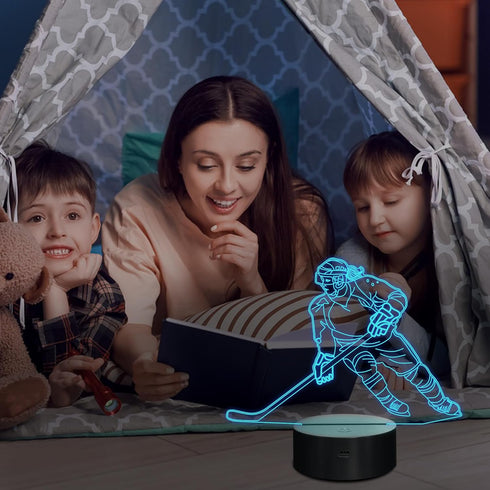 3D 16 Dimmable Lampeez Ice Hockey Player Night Lights for Girls, LED Colors Remote Control Changing Touch Table Desk