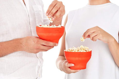Lékué Mini Microwave Popcorn Maker, Set of 2, Red