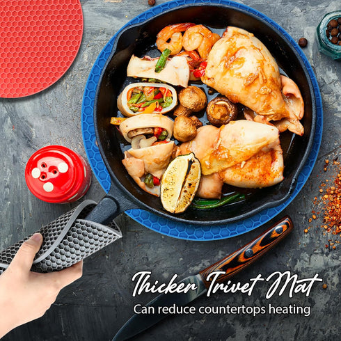 Joyhalo Trivets for Hot Dishes - Silicone Pot Holders for Kitchen Countertops, Easy to Wash and Dry