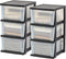 IRIS USA 3-Drawer Plastic Storage Dresser, 2-Pack Standing Organizer Storage Container with Drawers for Clothes,
