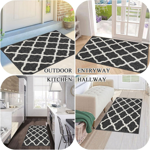 SHACOS Indoor Door Mat 24"x36" - Washable Non-Slip Entryway Rug, Dirt Trapper for Home, Garage, Kitchen, Laundry, Black