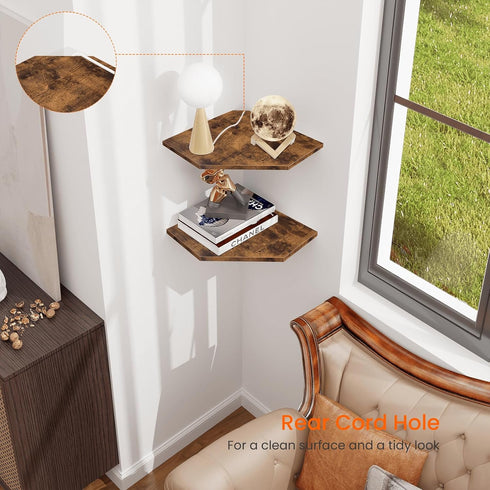 Set 2 Homode Corner Shelf Wall Mount, of Floating Corner Shelf Organizer for TV Accessories, Speaker, Cable Box, Game