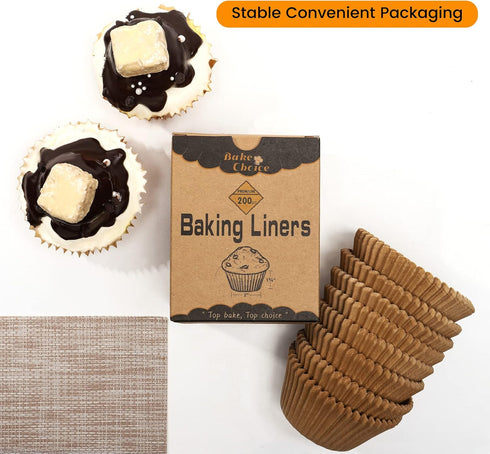 Non-stick 200pcs Standard Cupcake Liners for Baking, Food-Grade Greaseproof Parchment Muffin Wrappers