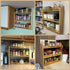 3 Counter Tier Bamboo Spice Rack, Seasoning Jars Rack Shelf Spice Organizer for Kitchen or Wall Mounting