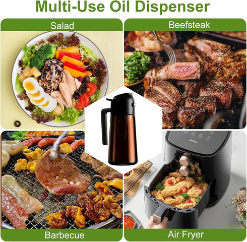 2 1 16oz 470ml OURCABECUE Kitchen Upgraded Made Oil Sprayer for Cooking, Dark Brown in Spray and Pour Mist Olive Oil